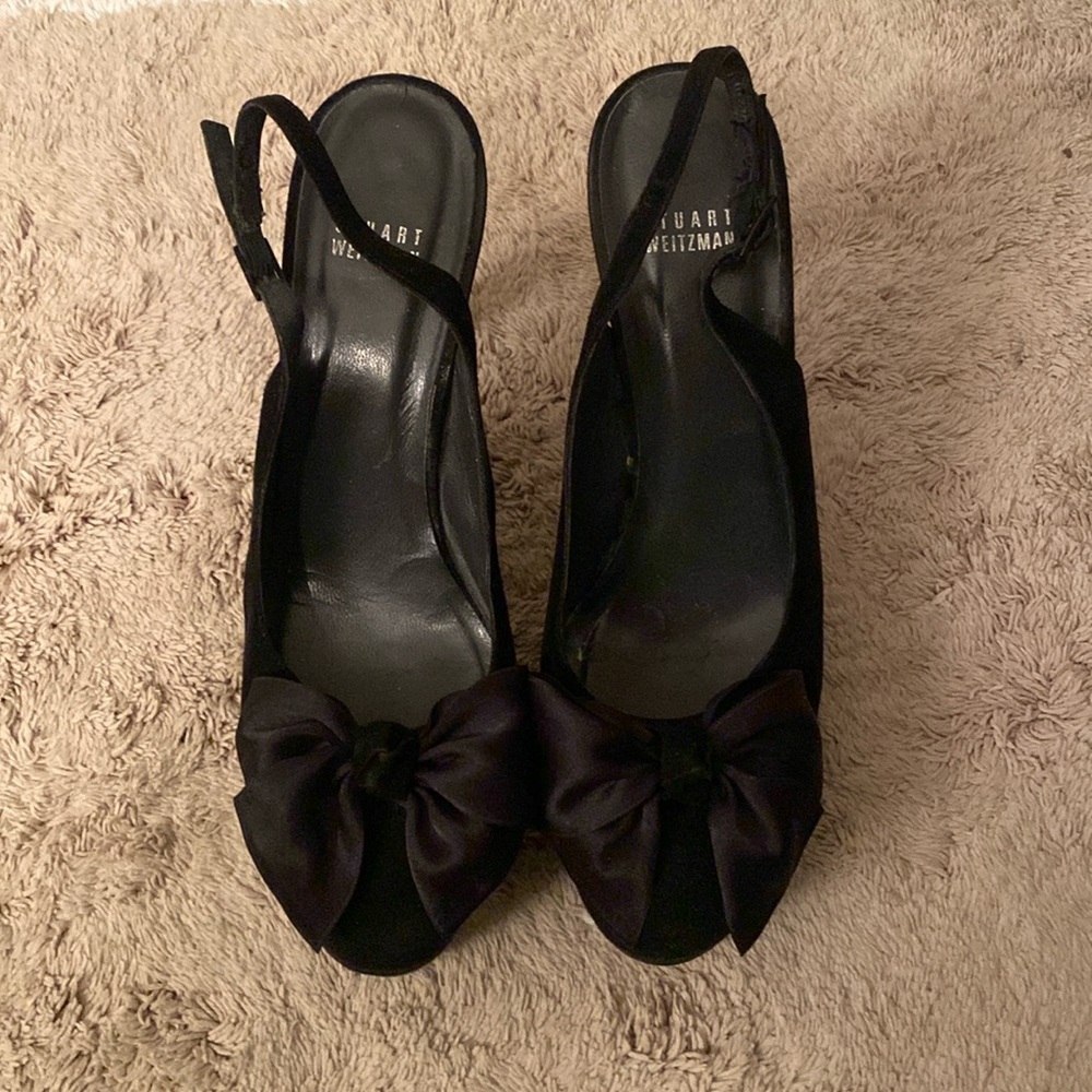 STUART WEITZMAN BLack Suede Platform Heels